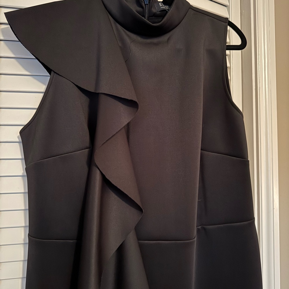 Eloquii Black Asymmetrical Ruffle Dress
